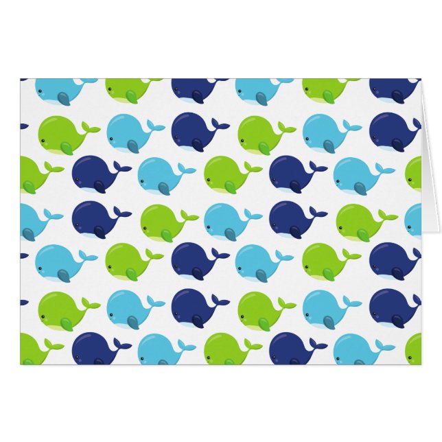Pattern Of Whales, Cute Whales, Sea Animals Cards (Front Horizontal)