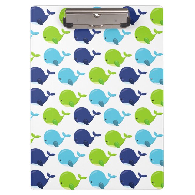 Pattern Of Whales, Cute Whales, Sea Animals Clipboard (Front)
