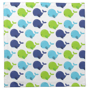 Pattern Of Whales, Cute Whales, Sea Animals Cloth Napkin