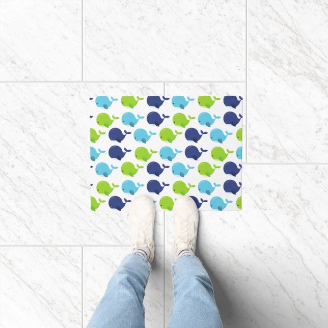 Pattern Of Whales, Cute Whales, Sea Animals Doormat (Indoor)