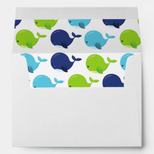 Pattern Of Whales, Cute Whales, Sea Animals Envelope