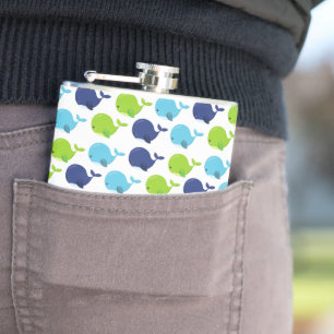 Pattern Of Whales, Cute Whales, Sea Animals Flask