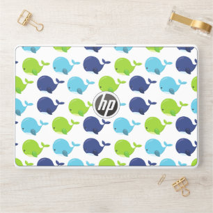 Pattern Of Whales, Cute Whales, Sea Animals HP Laptop Skin