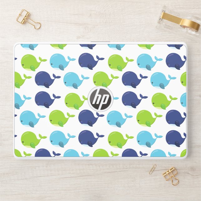 Pattern Of Whales, Cute Whales, Sea Animals HP Laptop Skin (Desk)