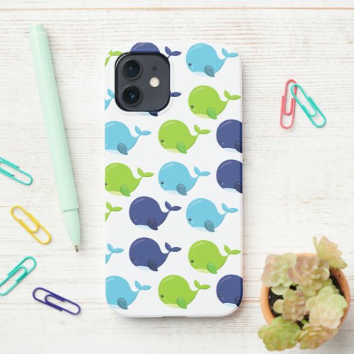 Pattern Of Whales Cute Whales Sea Animals iPhone 12 Case