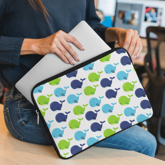 Pattern Of Whales, Cute Whales, Sea Animals Laptop Sleeve