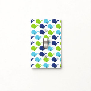 Pattern Of Whales, Cute Whales, Sea Animals Light Switch Cover
