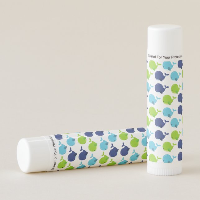 Pattern Of Whales, Cute Whales, Sea Animals Lip Balm (Front)