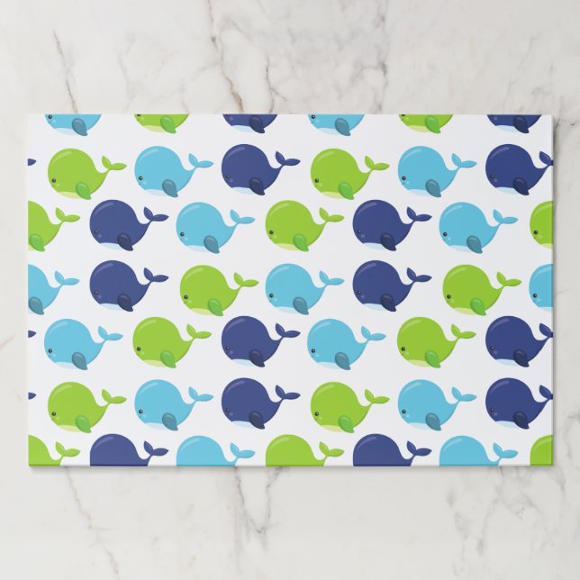 Pattern Of Whales, Cute Whales, Sea Animals Paper Pad (Front)