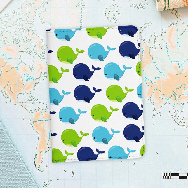 Pattern Of Whales, Cute Whales, Sea Animals Passport Holder (Creator Uploaded)