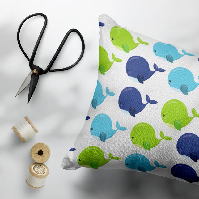 Pattern Of Whales, Cute Whales, Sea Animals Pillow Case (Creator Uploaded)