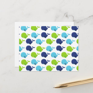 Pattern Of Whales, Cute Whales, Sea Animals Postcard