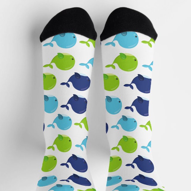 Pattern Of Whales, Cute Whales, Sea Animals Socks (Top)