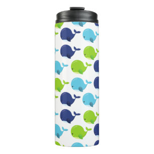 Pattern Of Whales, Cute Whales, Sea Animals Thermal Tumbler