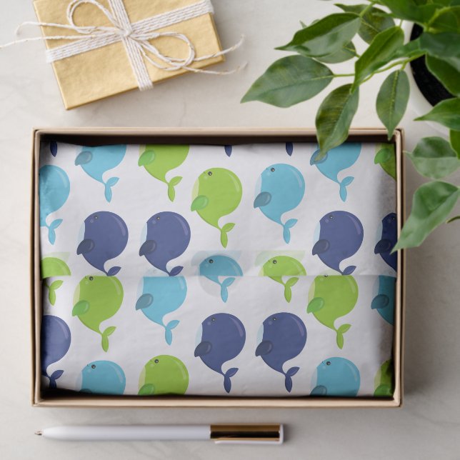 Pattern Of Whales, Cute Whales, Sea Animals Tissue Paper (Gift)