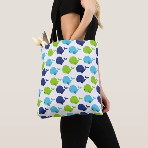Pattern Of Whales Cute Whales Sea Animals Tote Bag
