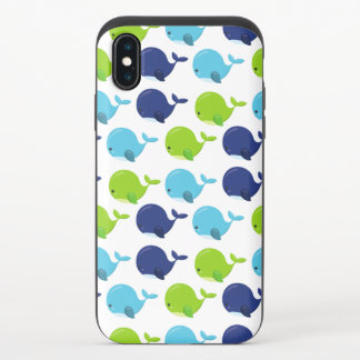 Pattern Of Whales, Cute Whales, Sea Animals iPhone X Slider Case