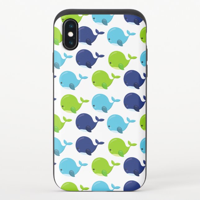 Pattern Of Whales, Cute Whales, Sea Animals Uncommon iPhone Case (Back)