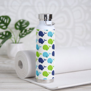 Pattern Of Whales, Cute Whales, Sea Animals Water Bottle