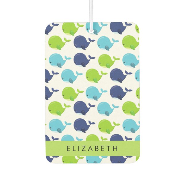 Pattern Of Whales, Cute Whales, Your Name Air Freshener (Front)