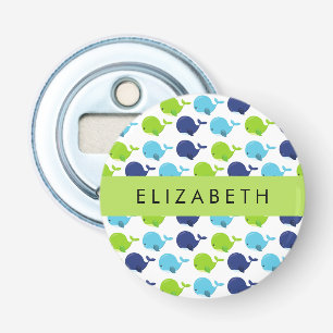 Pattern Of Whales, Cute Whales, Your Name Bottle Opener