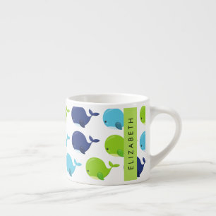 Pattern Of Whales, Cute Whales, Your Name Espresso Cup