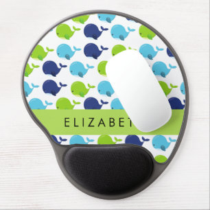 Pattern Of Whales, Cute Whales, Your Name Gel Mouse Pad
