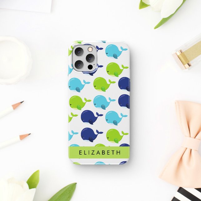 Pattern Of Whales, Cute Whales, Your Name iPhone Case (Creator Uploaded)