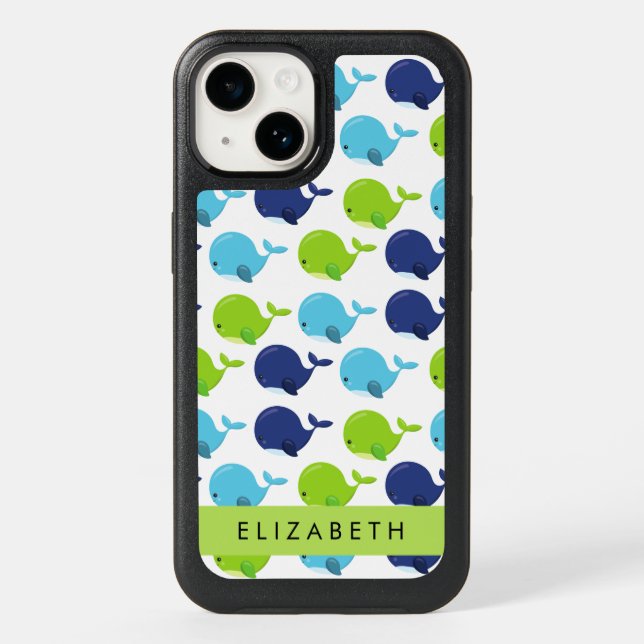 Pattern Of Whales, Cute Whales, Your Name Otterbox iPhone Case (Back)