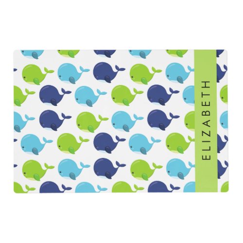 Pattern Of Whales Cute Whales Your Name Placemat