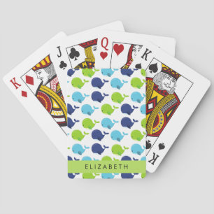 Pattern Of Whales, Cute Whales, Your Name Poker Cards