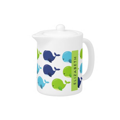 Pattern Of Whales Cute Whales Your Name Teapot