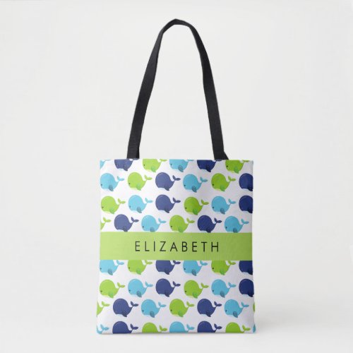 Pattern Of Whales Cute Whales Your Name Tote Bag