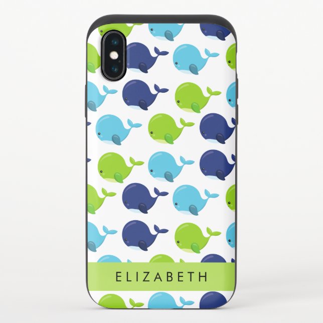 Pattern Of Whales, Cute Whales, Your Name Uncommon iPhone Case (Back)
