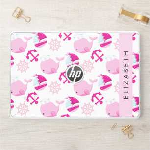 Pattern Of Whales, Pink Whales, Your Name HP Laptop Skin