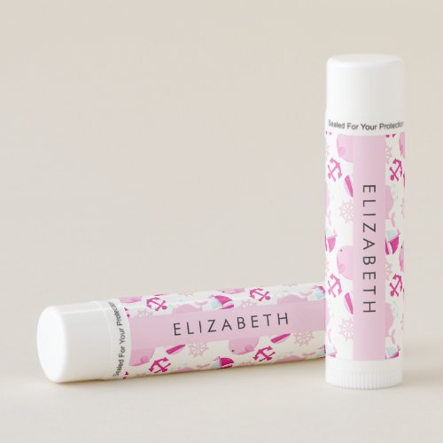 Pattern Of Whales Pink Whales Your Name Lip Balm