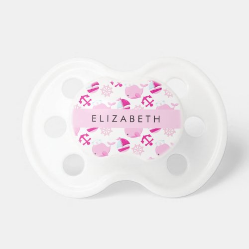 Pattern Of Whales Pink Whales Your Name Pacifier