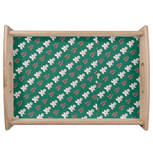 Pattern of white and brown gingerbread men serving tray