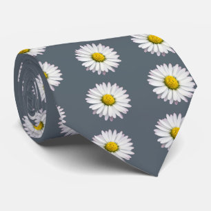 Pattern of yellow and white daisies tie