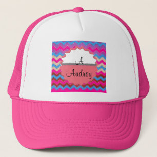 Pattern Office Party Peace Chevrons Monogrammed Trucker Hat
