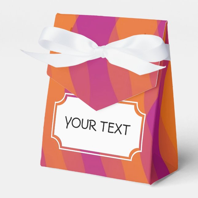Pattern - orange violet + your text favor boxes (Front Side)