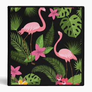 Pattern Peacock Pink with Flower  Postcard 3 Ring Binder