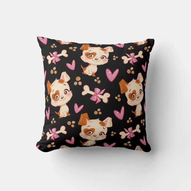 Pattern Pets Cute Funny Puppy Lover     Throw Pillow (Front)