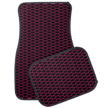 Pattern Pink Grid Car Floor Mats Full Set