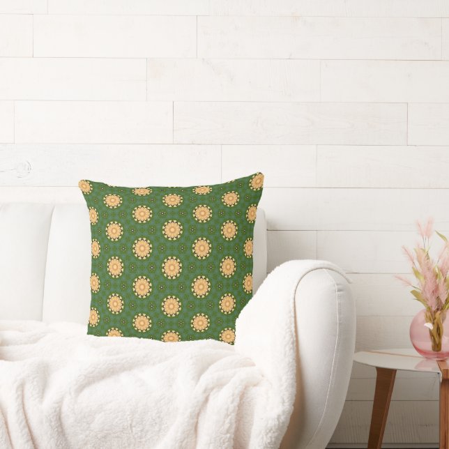 Pattern Play in Green + Yellow Throw Pillow (Couch)