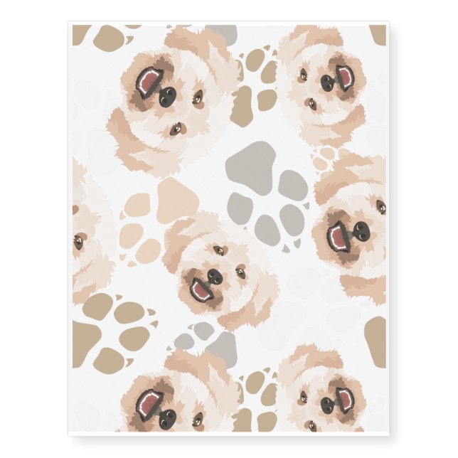 Pattern poodle dog's paws temporary tattoos (Front)