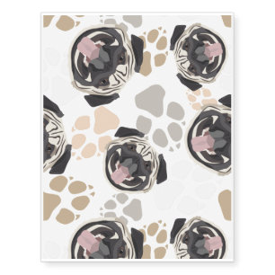 Pattern Pug Dog paws Temporary Tattoos