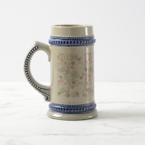  pattern red and green and pink hearts and white r beer stein