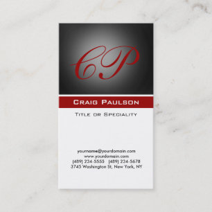 Pattern Red Black White Monogram Business Card