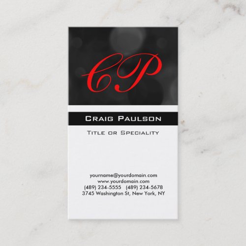 Pattern Red Black White Monogram Business Card